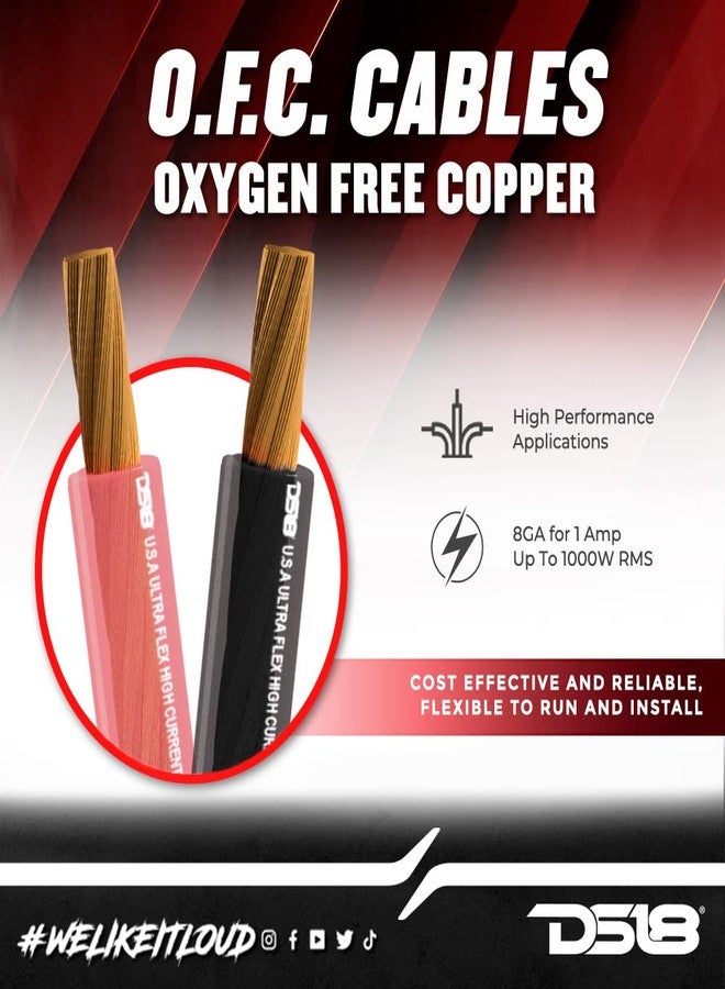 DS18 PW-OFC8GA-5BK/20RD Ultra Flex Power Wire OFC 8 Gauge, 5ft-Black and 20ft-Red - Power Amplifier Wiring Kit - Image 2